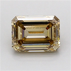 Picture of Lab Grown Diamond 2.83 Carats, Emerald with  Cut, Fancy Brown Color, VVS2 Clarity and Certified by IGI