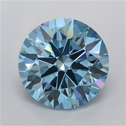 Picture of Lab Grown Diamond 2.03 Carats, Round with Ideal Cut, Fancy Vivid Blue Color, VVS2 Clarity and Certified by IGI