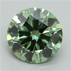 Picture of Lab Grown Diamond 7.02 Carats, Round with Ideal Cut, Fancy Vivid Green Color, VVS2 Clarity and Certified by IGI
