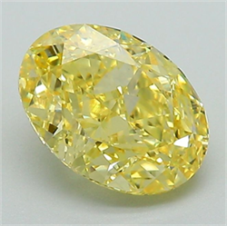 Picture of Lab Grown Diamond 1.70 Carats, Oval with  Cut, Fancy Intense Yellow Color, VS1 Clarity and Certified by IGI