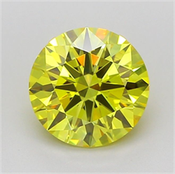 Picture of Lab Grown Diamond 1.59 Carats, Round with Ideal Cut, Fancy Vivid Yellow Color, VVS2 Clarity and Certified by IGI