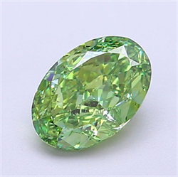 Picture of Lab Grown Diamond 1.28 Carats, Oval with  Cut, Fancy Vivid Green Color, VS2 Clarity and Certified by IGI