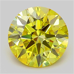 Picture of Lab Grown Diamond 1.80 Carats, Round with Ideal Cut, Fancy Vivid Yellow Color, VS2 Clarity and Certified by IGI