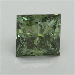 Picture of Lab Grown Diamond 2.01 Carats, Princess with  Cut, Fancy Vivid Green Color, VS1 Clarity and Certified by IGI