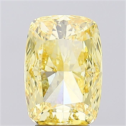 Picture of Lab Grown Diamond 4.21 Carats, CUSHION MODIFIED with  Cut, Fancy Intense Yellow Color, VS1 Clarity and Certified by IGI