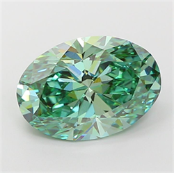 Picture of Lab Grown Diamond 4.52 Carats, Oval with  Cut, Fancy Vivid Green Color, VVS2 Clarity and Certified by IGI