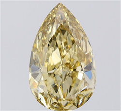Picture of Lab Grown Diamond 4.01 Carats, Pear with  Cut, Fancy Intense Yellow Color, VS1 Clarity and Certified by IGI