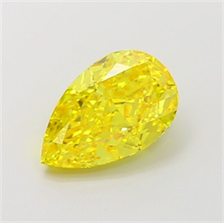 Picture of Lab Grown Diamond 1.74 Carats, Pear with  Cut, Fancy Vivid Yellow Color, VS1 Clarity and Certified by IGI