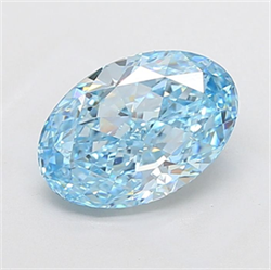 Picture of Lab Grown Diamond 3.52 Carats, Oval with  Cut, Fancy Vivid Blue Color, VS2 Clarity and Certified by IGI