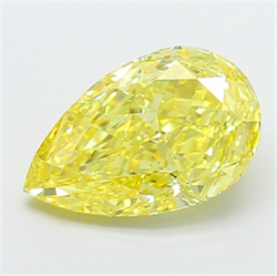 Picture of Lab Grown Diamond 3.07 Carats, Pear with  Cut, Fancy Vivid Yellow Color, VS1 Clarity and Certified by IGI
