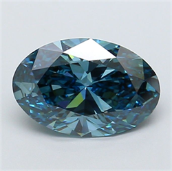 Picture of Lab Grown Diamond 2.42 Carats, Oval with  Cut, Fancy Vivid Blue Color, VS1 Clarity and Certified by IGI