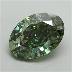 Picture of Lab Grown Diamond 10.22 Carats, Oval with  Cut, Fancy Vivid Green Color, VS1 Clarity and Certified by IGI