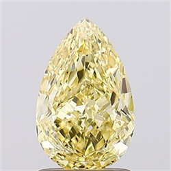 Picture of Lab Grown Diamond 1.47 Carats, Pear with  Cut, Fancy Vivid Yellow Color, VS1 Clarity and Certified by IGI
