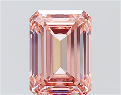 Picture of Lab Grown Diamond 3.00 Carats, Emerald with  Cut, Fancy Vivid Pink Color, VVS2 Clarity and Certified by IGI