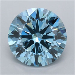 Picture of Lab Grown Diamond 1.95 Carats, Round with Ideal Cut, Fancy Vivid Blue Color, VVS1 Clarity and Certified by IGI