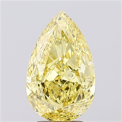 Picture of Lab Grown Diamond 3.60 Carats, Pear with  Cut, Fancy Vivid Yellow Color, VS2 Clarity and Certified by IGI