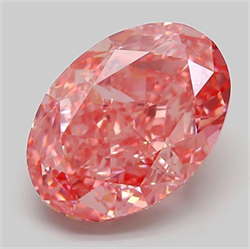 Picture of Lab Grown Diamond 6.22 Carats, Oval with  Cut, Fancy Vivid Pink Color, VVS2 Clarity and Certified by IGI