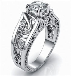 Foto Diseñadores. anillo de compromiso del vintage. Motivo naturaleza. 1/3 quilates de lado de