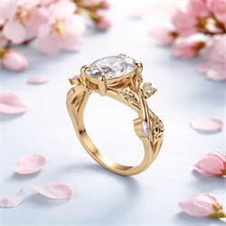 Picture of Art Nouveau Leaf Motif  Vintage engagement ring