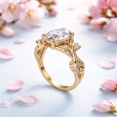 Art Nouveau Leaf Motif  Vintage engagement ring