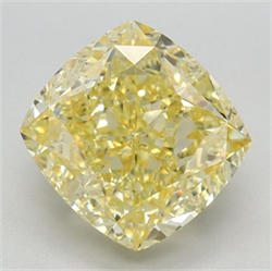 Picture of Lab Grown Diamond 3.54 Carats, CUSHION MODIFIED with  Cut, Fancy Intense Yellow Color, VVS2 Clarity and Certified by IGI