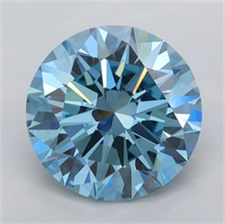 Picture of Lab Grown Diamond 2.43 Carats, Round with Ideal Cut, Fancy Vivid Blue Color, VVS2 Clarity and Certified by IGI