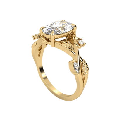Art Nouveau Leaf Motif  Vintage engagement ring