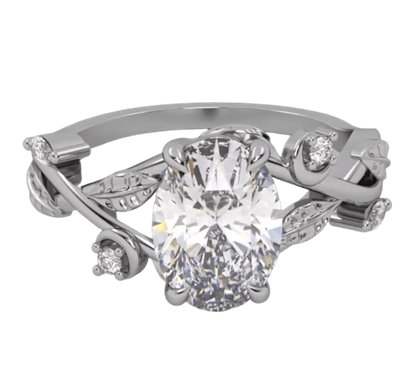 Art Nouveau Leaf Motif  Vintage engagement ring