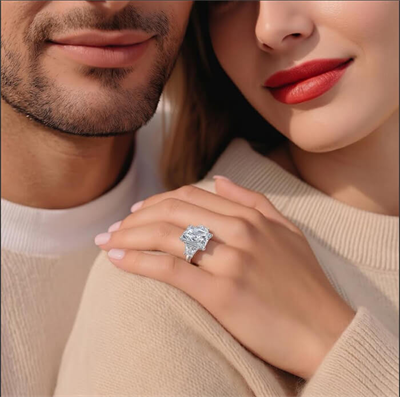 0.76CTW Lab Trapezoids sides engagement ring settings