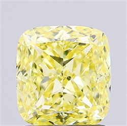 Picture of Lab Grown Diamond 1.31 Carats, CUSHION MODIFIED with  Cut, Fancy Intense Yellow Color, VS1 Clarity and Certified by IGI