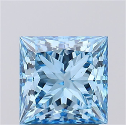 Picture of Lab Grown Diamond 2.01 Carats, Princess with  Cut, Fancy Vivid Blue Color, VS1 Clarity and Certified by IGI