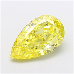 Picture of Lab Grown Diamond 5.04 Carats, Pear with  Cut, Fancy Intense Yellow Color, VS2 Clarity and Certified by IGI