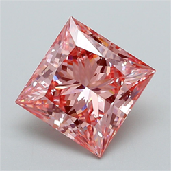 Picture of Lab Grown Diamond 4.09 Carats, Princess with  Cut, Fancy Vivid Pink Color, VS1 Clarity and Certified by IGI