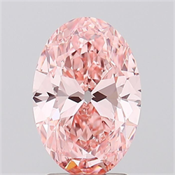 Picture of Lab Grown Diamond 2.56 Carats, Oval with  Cut, Fancy Vivid Pink Color, VVS2 Clarity and Certified by IGI