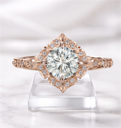 Picture of 1.50 center Lab Grown Art deco Halo engagement ring`for Rounds Cushions and Princess diamonds