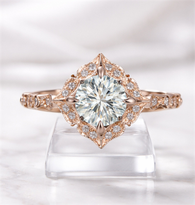 1.50 center Lab Grown Art deco Halo engagement ring`for Rounds Cushions and Princess diamonds