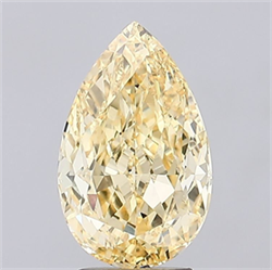 Picture of Lab Grown Diamond 4.00 Carats, Pear with  Cut, Fancy Vivid Yellow Color, VVS2 Clarity and Certified by IGI