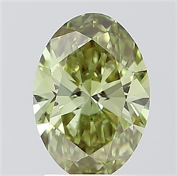Picture of Lab Grown Diamond 2.02 Carats, Oval with  Cut, Fancy Vivid Green Color, VS1 Clarity and Certified by IGI
