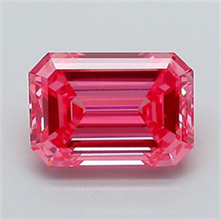 Picture of Lab Grown Diamond 1.39 Carats, Emerald with  Cut, Fancy Vivid Pink Color, VS1 Clarity and Certified by IGI