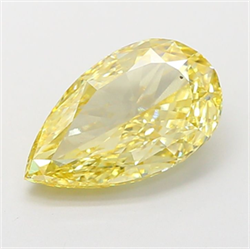 Picture of Lab Grown Diamond 3.00 Carats, Pear with  Cut, Fancy Intense Yellow Color, VS2 Clarity and Certified by IGI