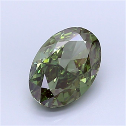 Picture of Lab Grown Diamond 3.04 Carats, Oval with  Cut, Fancy Vivid Green Color, VS1 Clarity and Certified by IGI