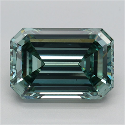 Picture of Lab Grown Diamond 3.73 Carats, Emerald with  Cut, Fancy Intense Green Color, VS2 Clarity and Certified by IGI