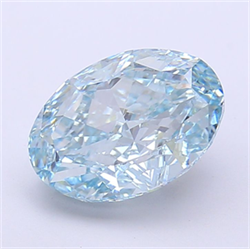 Picture of Lab Grown Diamond 3.02 Carats, Oval with  Cut, Fancy Vivid Blue Color, VVS2 Clarity and Certified by IGI