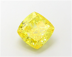 Picture of Lab Grown Diamond 2.63 Carats, CUSHION MODIFIED with  Cut, Fancy Vivid Yellow Color, VS1 Clarity and Certified by IGI