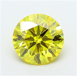 Picture of Lab Grown Diamond 1.99 Carats, Round with Ideal Cut, Fancy Vivid Yellow Color, VVS2 Clarity and Certified by IGI