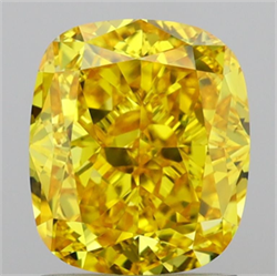 Picture of Lab Grown Diamond 2.08 Carats, CUSHION MODIFIED with  Cut, Fancy Vivid Yellow Color, VS1 Clarity and Certified by IGI