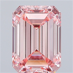 Picture of Lab Grown Diamond 4.10 Carats, Emerald with  Cut, Fancy Intense Pink Color, VS2 Clarity and Certified by IGI