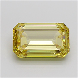 Picture of Lab Grown Diamond 5.01 Carats, Emerald with  Cut, Fancy Intense Yellow Color, VS1 Clarity and Certified by IGI