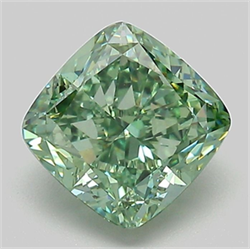 Picture of Lab Grown Diamond 2.04 Carats, CUSHION MODIFIED with  Cut, Fancy Vivid Green Color, VVS2 Clarity and Certified by IGI