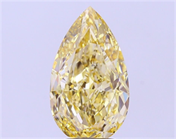 Picture of Lab Grown Diamond 4.03 Carats, Pear with  Cut, Fancy Yellow Color, VS1 Clarity and Certified by IGI